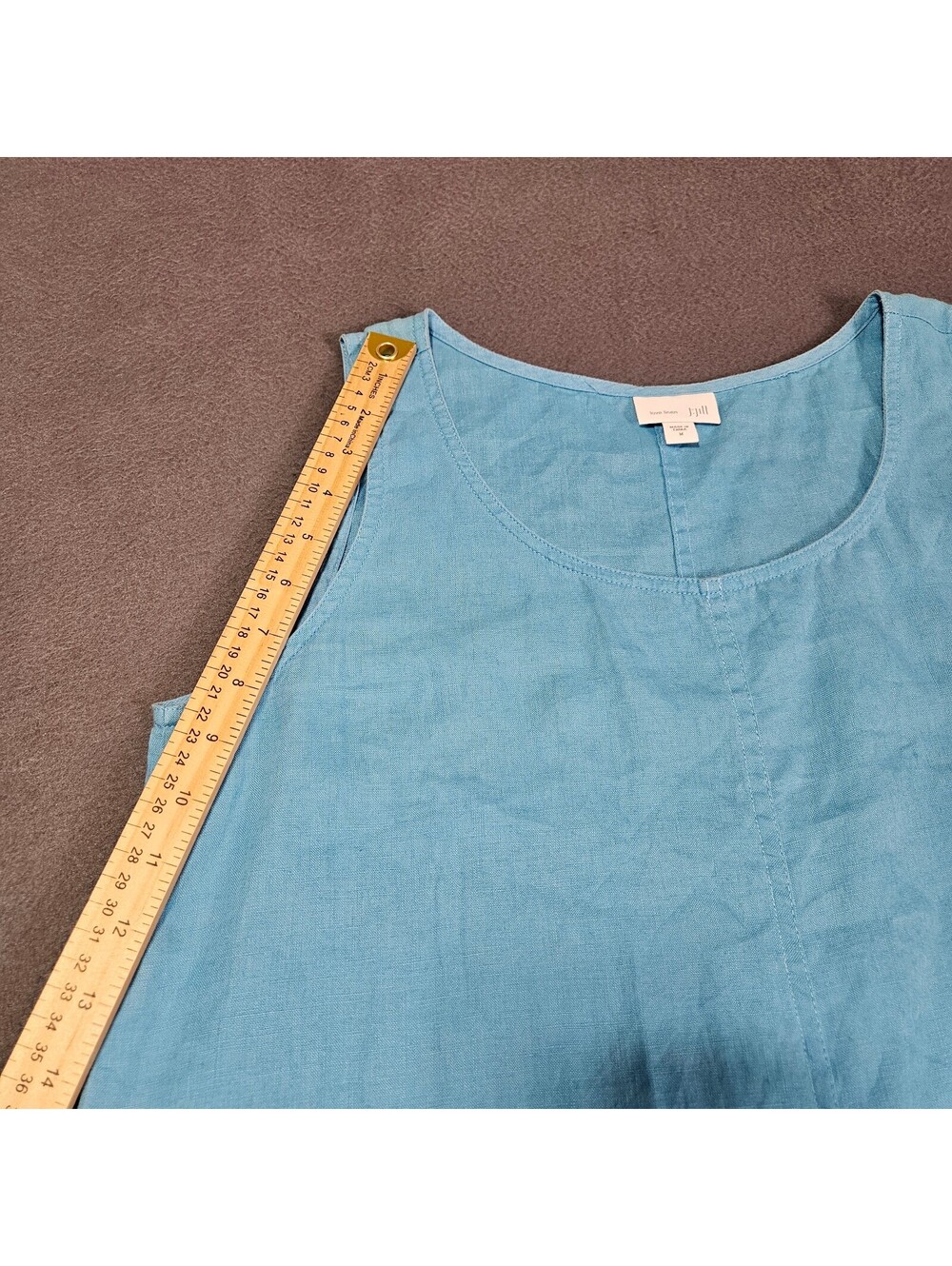 J.Jill Medium Blue Linen Sleeveless Shift Dress Casual Summer Comfortable - Picture 7 of 9